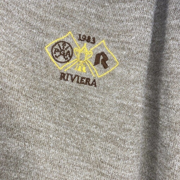 Pickering Mens PGA SZ XL V Neck Sweater Beige Pullover Long Sleeves 1983 Riviera - Picture 3 of 9